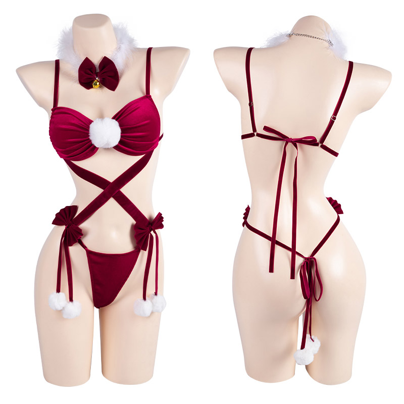 벨벳 홀리 산타걸 바디슈트